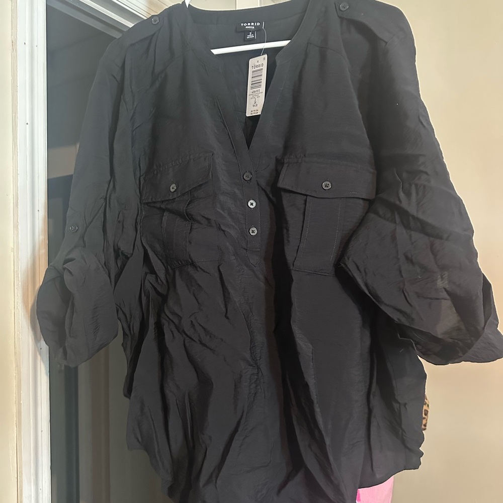 Torrid Deep Black V-Neck Blouse